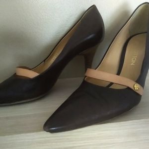 Louis Vuitton Natural Leather Classic Brown Pumps Sz 38.5